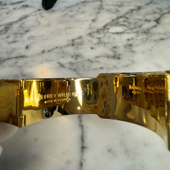 💕HOST PICK💕Frey Wille Royal Clasp Gold Enamel Bangle Claude Monet "Iris". - Picture 6 of 15